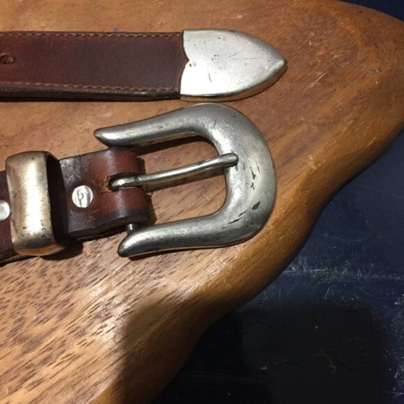 VINTAGE BRASS LEATHER BELTS SIZE L - Picture 5 of 8